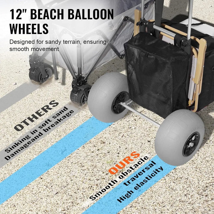 Beach Cart, 12" Sand Wheels, 165 LBS Capacity