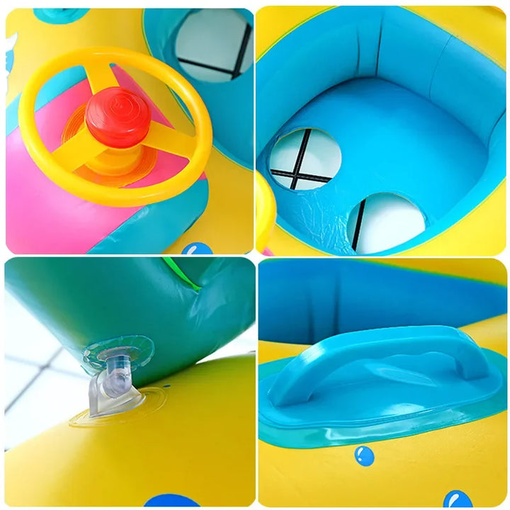 Inflatable Baby Toys Swim Ring Floating Seat Outdoor Swimming Pool Sun Shade Toddler Swim Circle Beach Water Toys for Children
