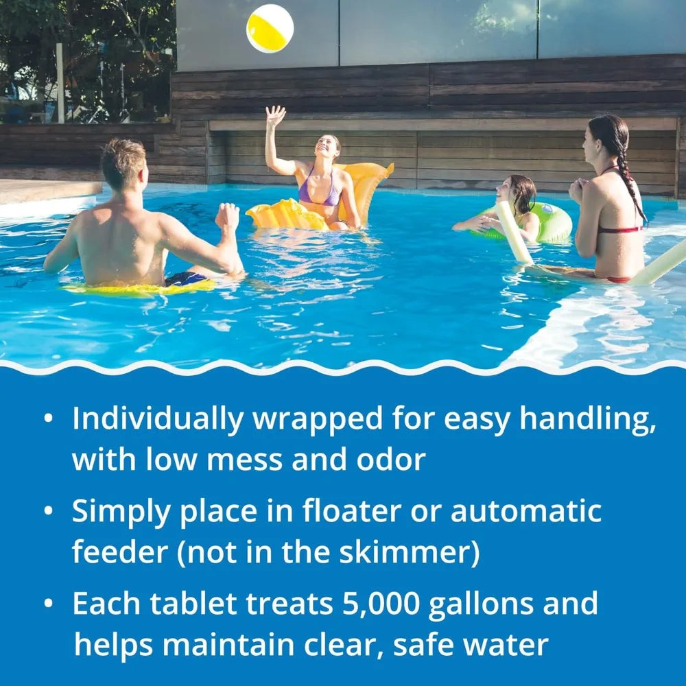 Stabilized Chlorine Tablets for Swimming Pool Sanitation Slow Dissolving Tri Chlor 5lbs 90 Percent Available Chlorine