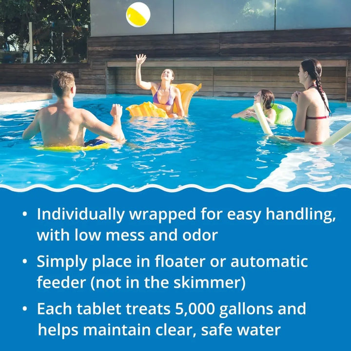 Stabilized Chlorine Tablets for Swimming Pool Sanitation Slow Dissolving Tri Chlor 5lbs 90 Percent Available Chlorine