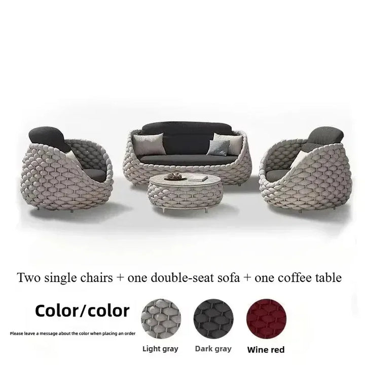 Outdoor Rattan Patio Furniture Set Cushioned Wicker Loveseat Garden Backyard Porch Sofa All Weather Durable
