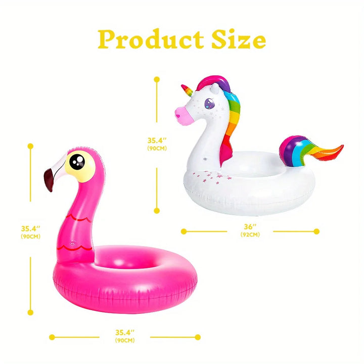 Joyfy 2Pack Flamingo Unicorn Pool Float Fun Floaties Inflatable Swimming Pool Tubes Toys Summer Vacation Party Toys for Kids