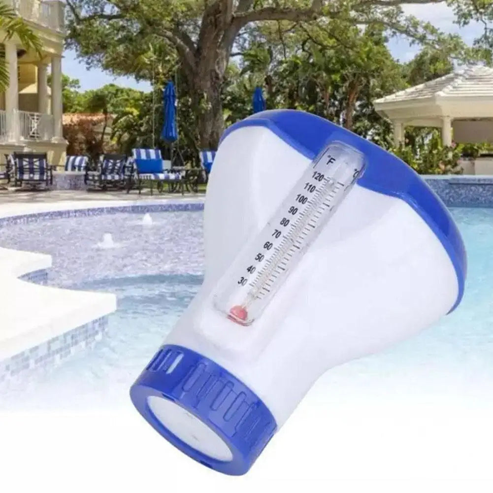 Pool Floating Disinfectant Dispenser With Thermometer Chlorine Floater Water Thermometer For Indoor And Outdoor Swimming Pool