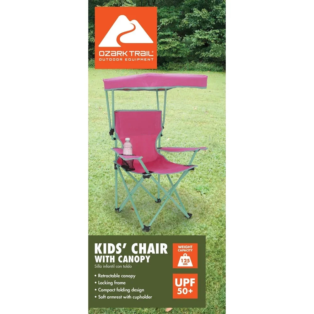 Kids Canopy Camp Chair with Safety Lock | Portable Outdoor Chair with Sunshade
