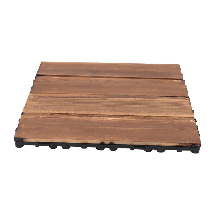 36-Pack Interlocking Wood Patio Deck Tiles — 12" x 12" Outdoor Hardwood Flooring Tiles | Brown