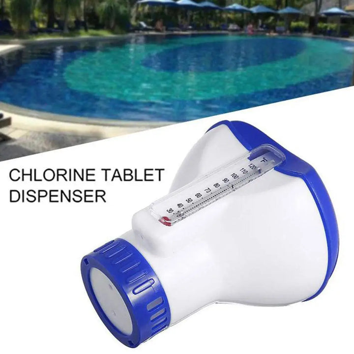 Pool Floating Disinfectant Dispenser With Thermometer Chlorine Floater Water Thermometer For Indoor And Outdoor Swimming Pool