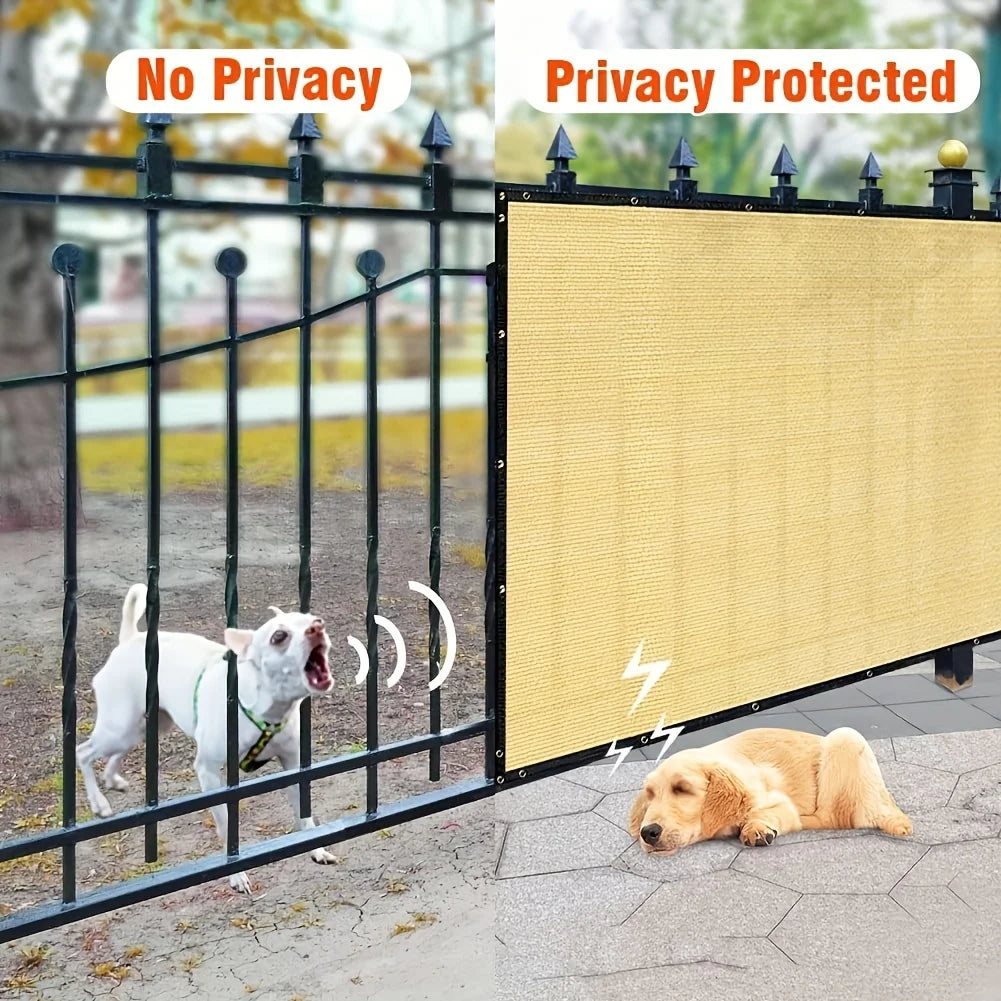 6X50ft Fence Privacy Screen, Heavy Duty Privacy Fence Screen, Outdoor Shade Cloth Mesh Barrier, Cable Zip Ties Included, Sand