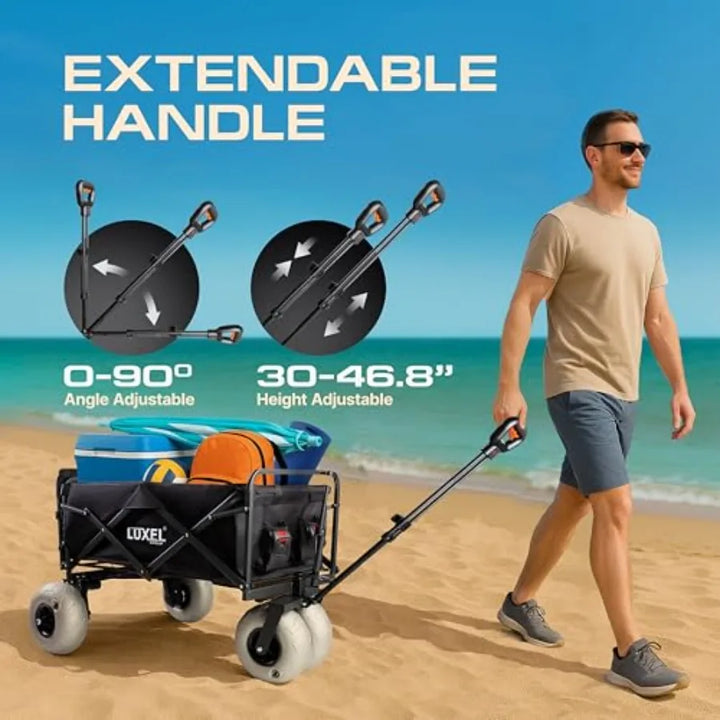 Electric Foldable Beach Wagon — Heavy-Duty Steel Frame, 300 lb Capacity