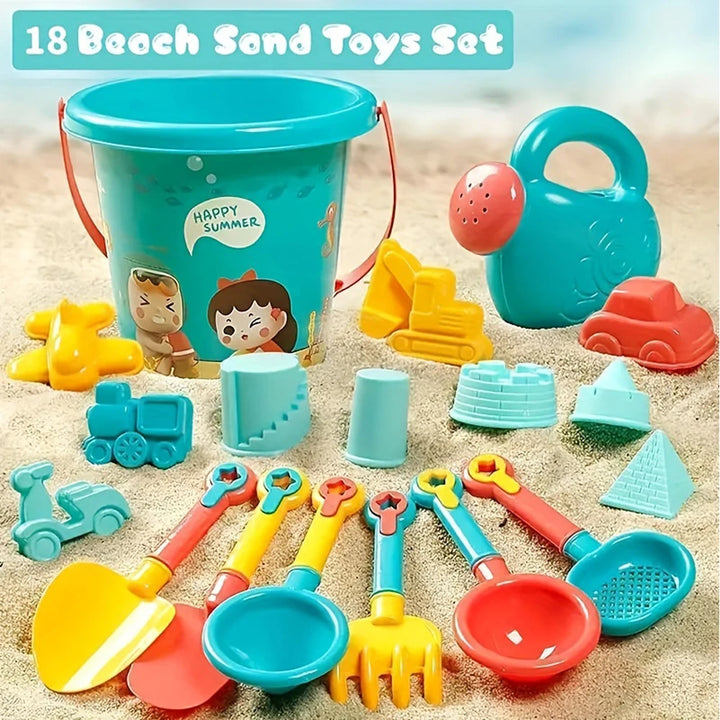 18-Piece Beach Sand Toy Set | Kids Outdoor Sand Play Tools