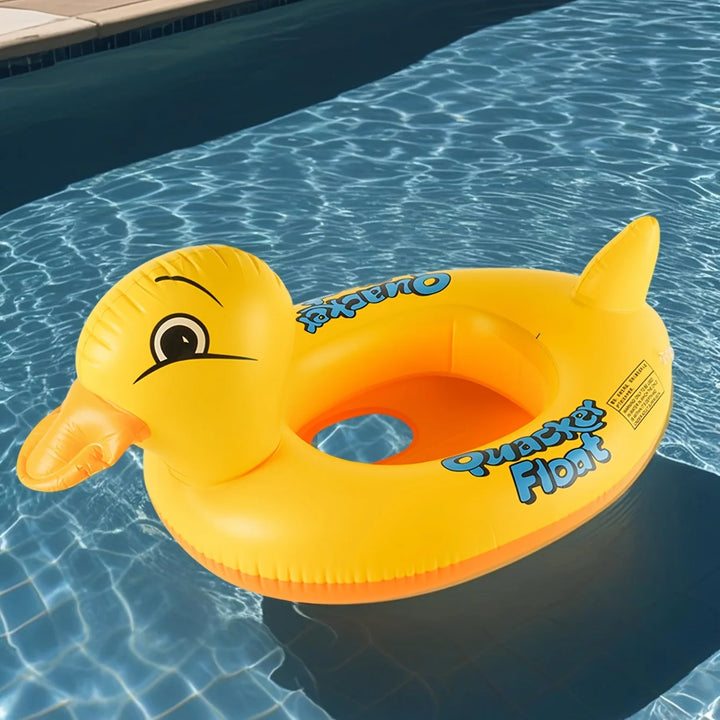 1PC Duck-Shaped Pool Float w/ Safety Seat - Quick-Fold Design for Beach &amp; Lake, Ultimate Child-Safe Floater