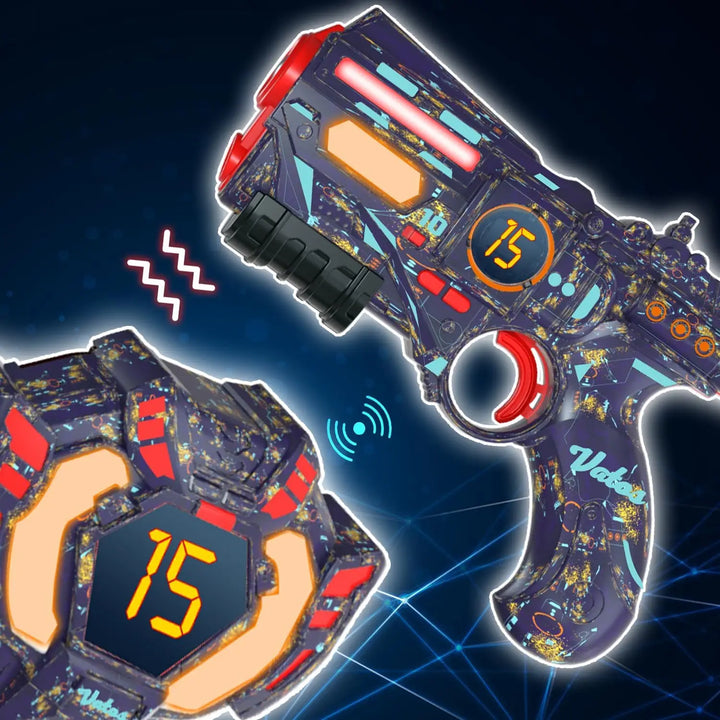 Rechargeable Data Sync Laser Tag Gun Set – 4 Vests, Glowing Light, Infrared Laser Tag Game for Adults &amp; Kids