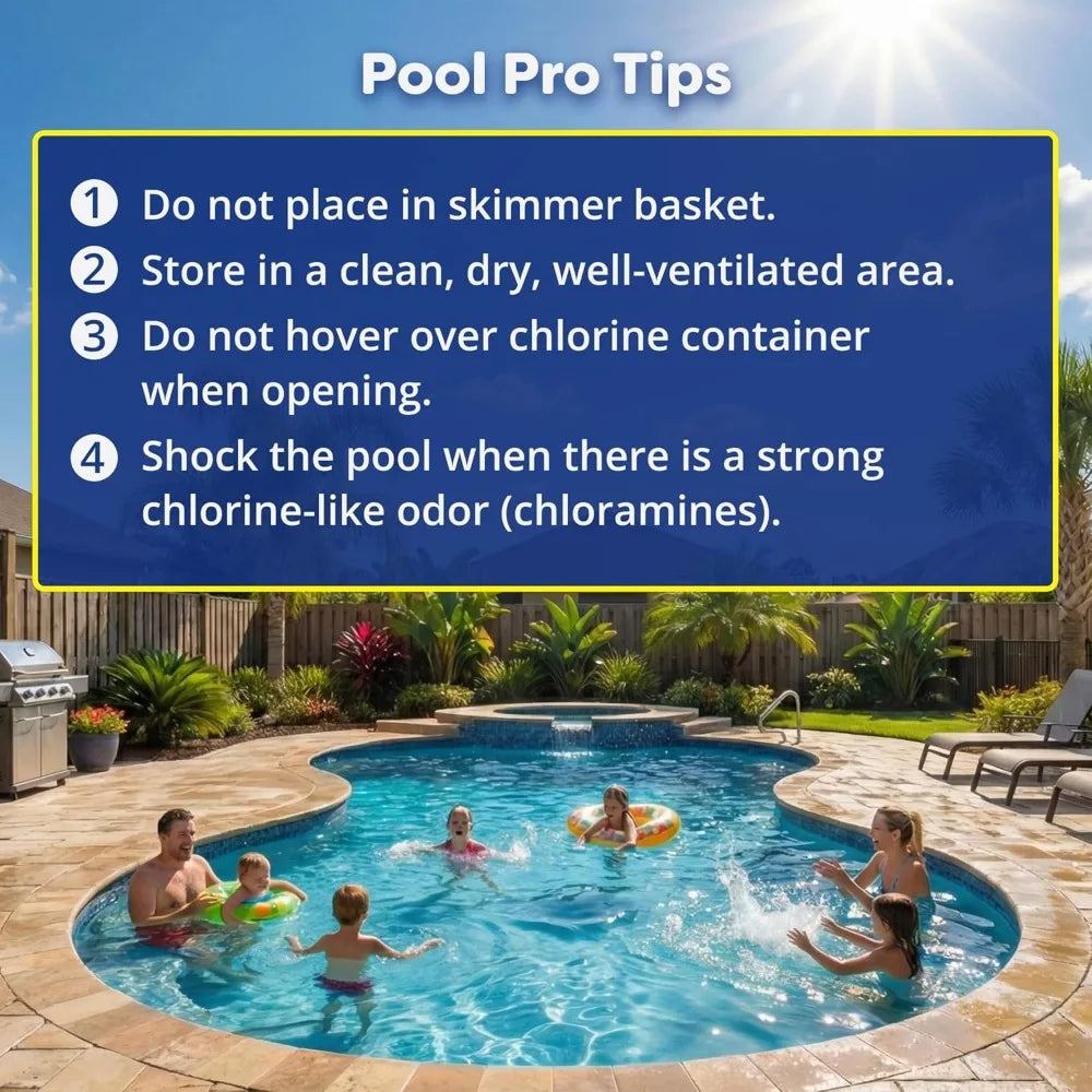Stabilized Chlorine Tablets for Swimming Pool Sanitation Slow Dissolving Tri Chlor 5lbs 90 Percent Available Chlorine
