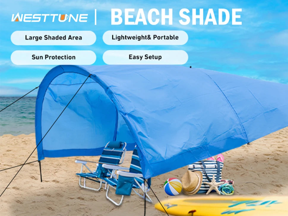 WESTTUNE Beach Shade Canopy | Wind-Powered, UPF 50+, 200 Sq Ft for Groups of 4-8