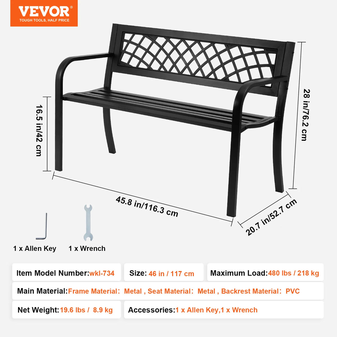 SucceBuy Outdoor Garden Bench — Metal &amp; Wood Park Bench with 480 lb Capacity | Multiple Sizes