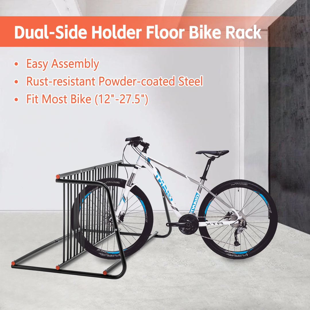 10-Bike Heavy-Duty Outdoor Bike Rack - Double-Sided Steel Storage Stand for Garages, Yards &amp; Shops - Easy Assembly