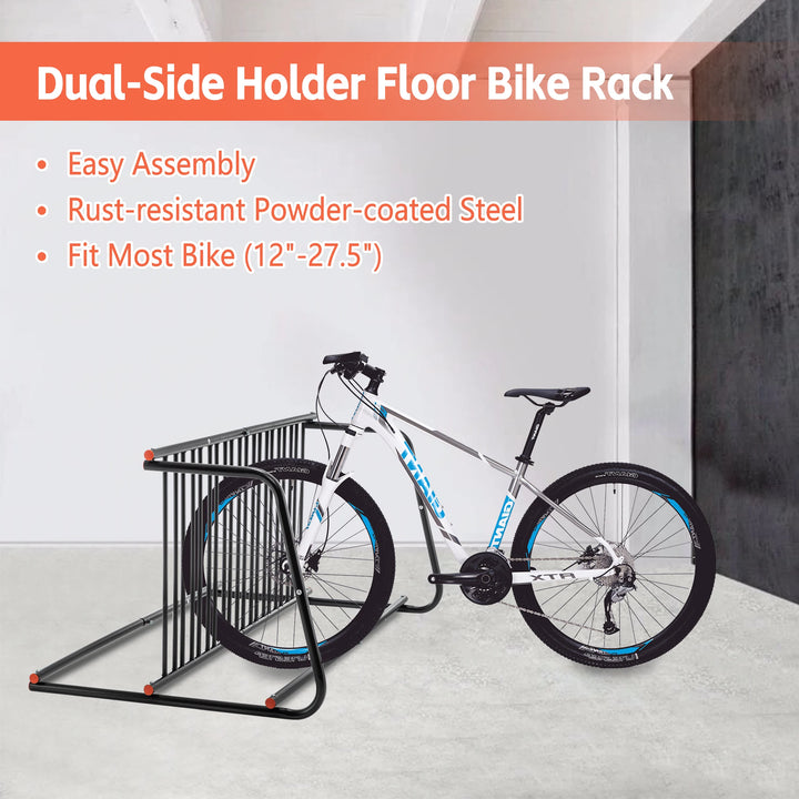 10-Bike Heavy-Duty Outdoor Bike Rack - Double-Sided Steel Storage Stand for Garages, Yards &amp; Shops - Easy Assembly