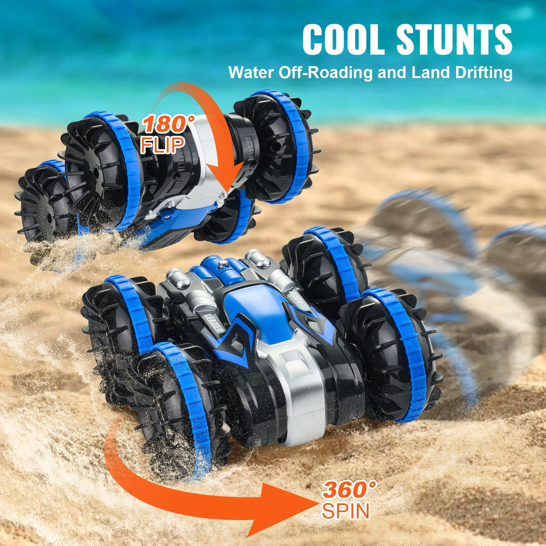 SucceBuy Amphibious RC Car Boat — 2.4GHz Remote Control Stunt Car for Water &amp; Land | Blue or Yellow