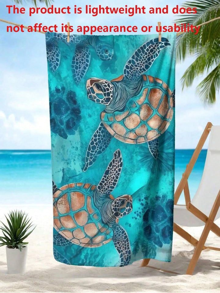 Sea Turtle Watercolor Beach Towel – Quick-Dry Microfiber | Beach, Pool &amp; Travel