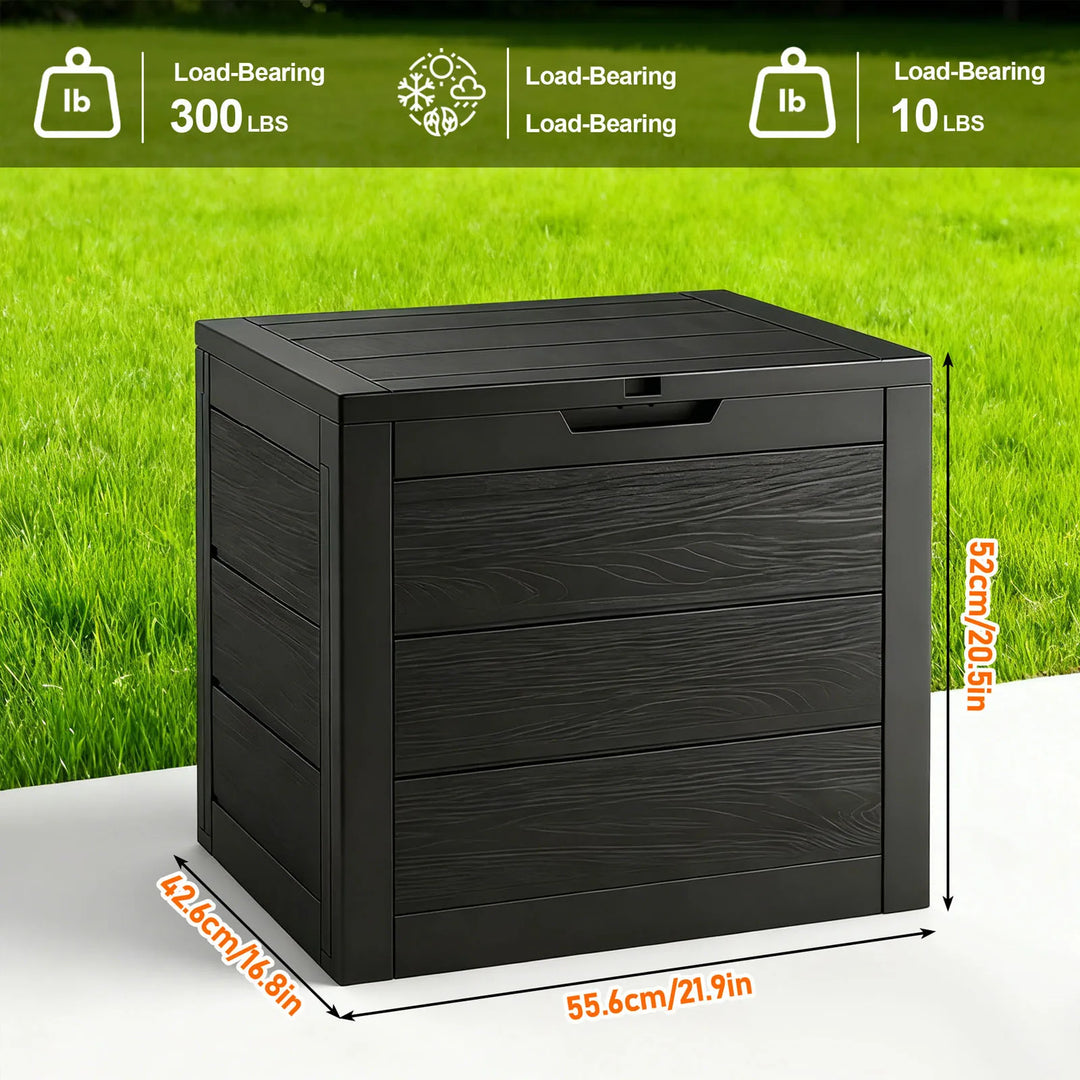 75 Gallon Large Outdoor Deck Box with Lockable Lid &amp; Heavy-Duty Hinged Door - White/Green Heavy-Duty Plastic Storage Container,