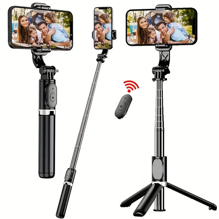 40-Inch Retractable Selfie Stick Tripod – Wireless Remote, 360° Rotation &amp; Anti-Shake Stability
