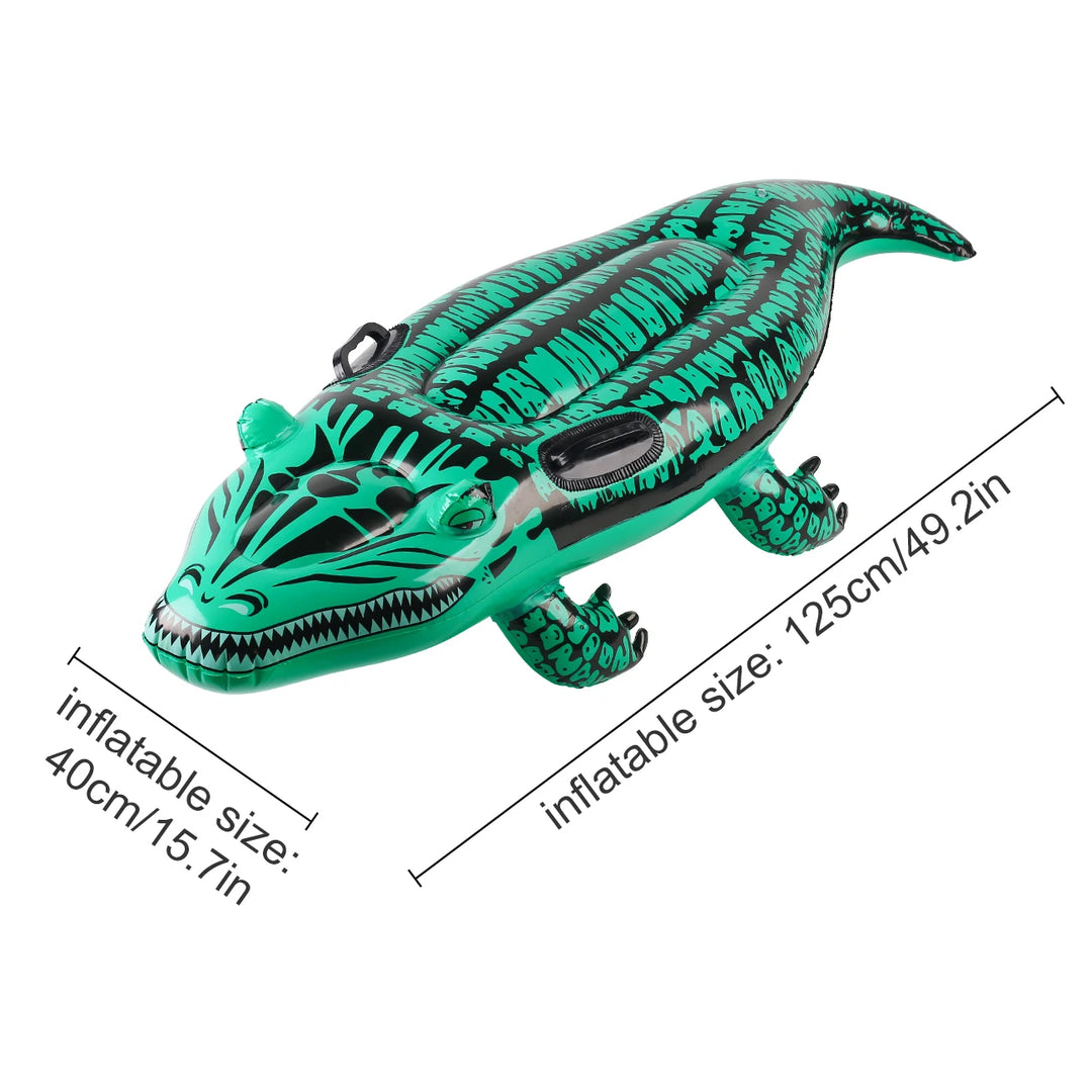 1PC Adventure-Ready Crocodile Inflatable Ride-on with Handles, Summer Thickened Pool Float for Kids &amp; Adults,