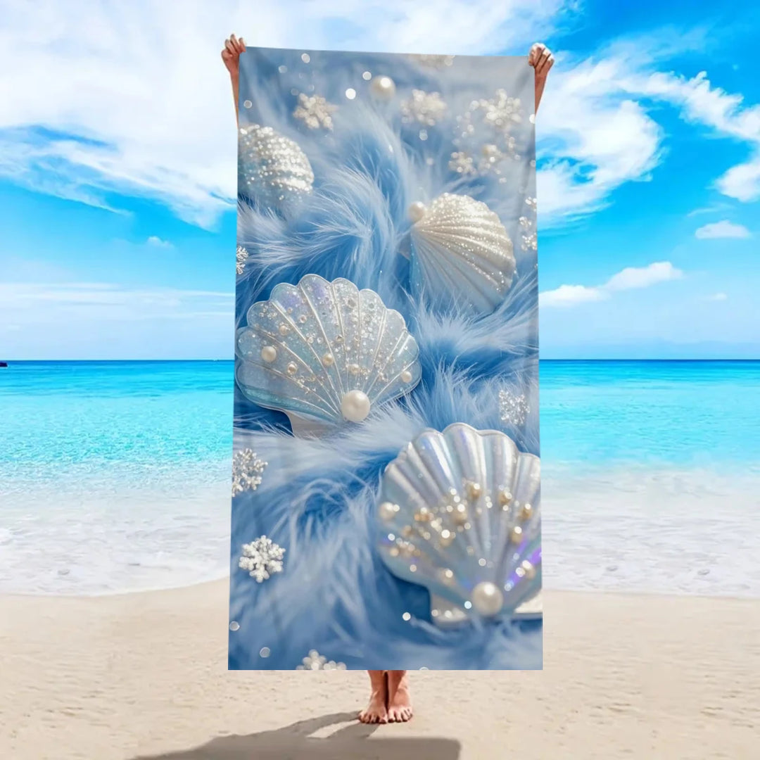 1pc Ocean element ultra-fine fiber beach towel, quick drying absorbent swimming towel, swimming sports beach towel