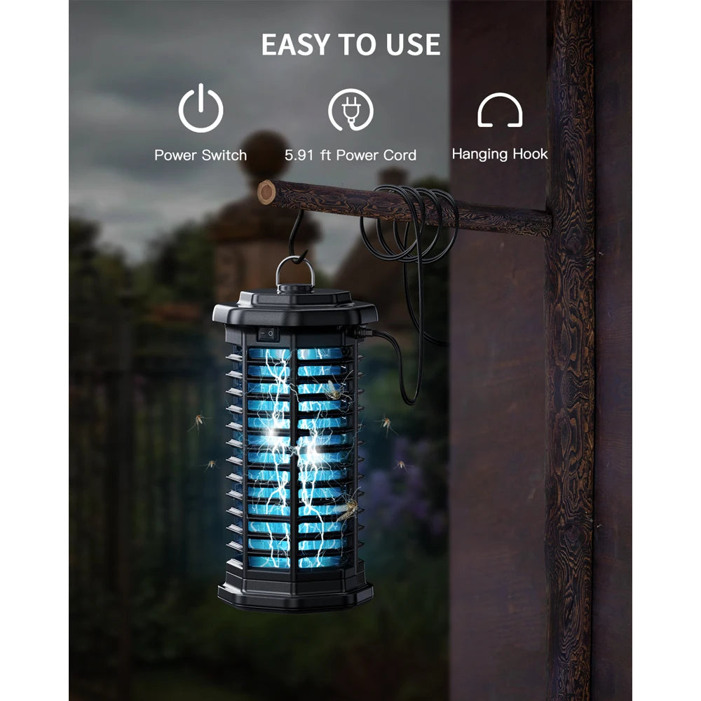 Bug Zapper Outdoor 4000V Powerful Electric Mosquito Zapper 15w Fly Trap Outdoor, IPX4 Fly Zapper for Indoor Yard Backyard Patio