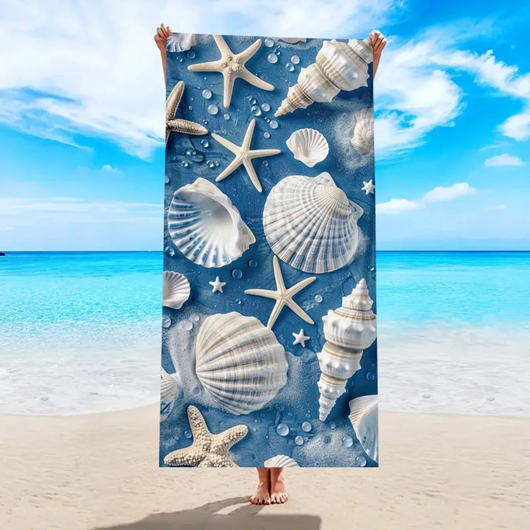 1pc Ocean element ultra-fine fiber beach towel, quick drying absorbent swimming towel, swimming sports beach towel