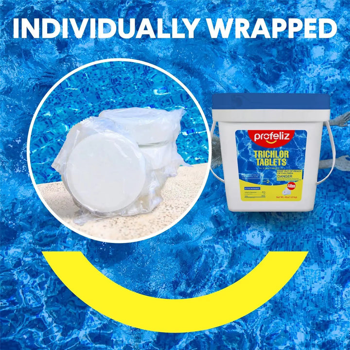 PROFELIZ Chlorine Tablets 3 Inch for Swimming Pools, Kills Bacteria and Stops Algae, Slow Dissolving,Pool Chlorine Tablets,4lbs