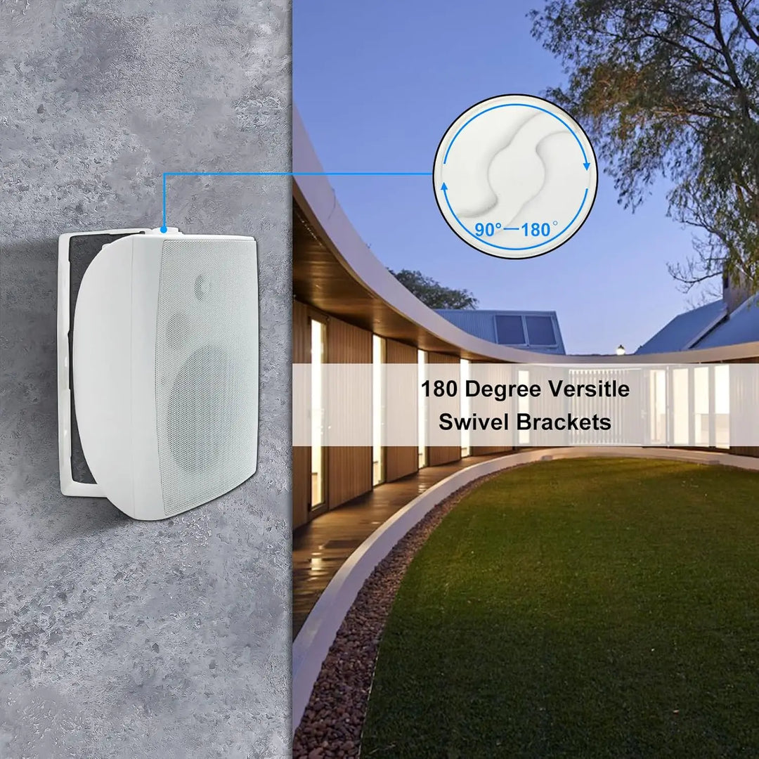 Herdio 6.5" 400W Passive Outdoor Speakers – 2-Pack Wired Waterproof Wall Mount Speakers for Patio, Pool &amp; Garden