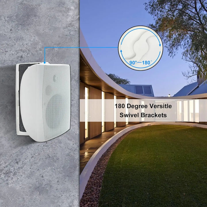 Herdio 6.5" 400W Passive Outdoor Speakers – 2-Pack Wired Waterproof Wall Mount Speakers for Patio, Pool &amp; Garden