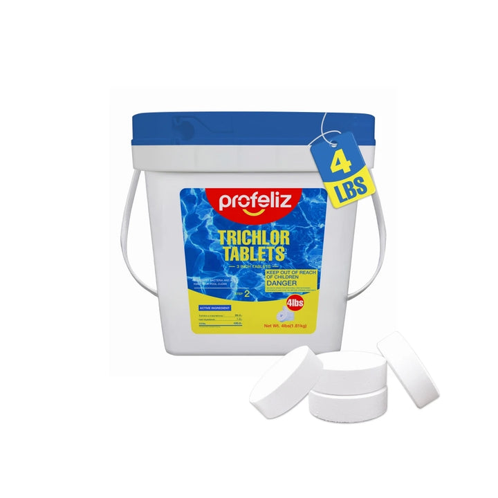PROFELIZ Chlorine Tablets 3 Inch for Swimming Pools, Kills Bacteria and Stops Algae, Slow Dissolving,Pool Chlorine Tablets,4lbs