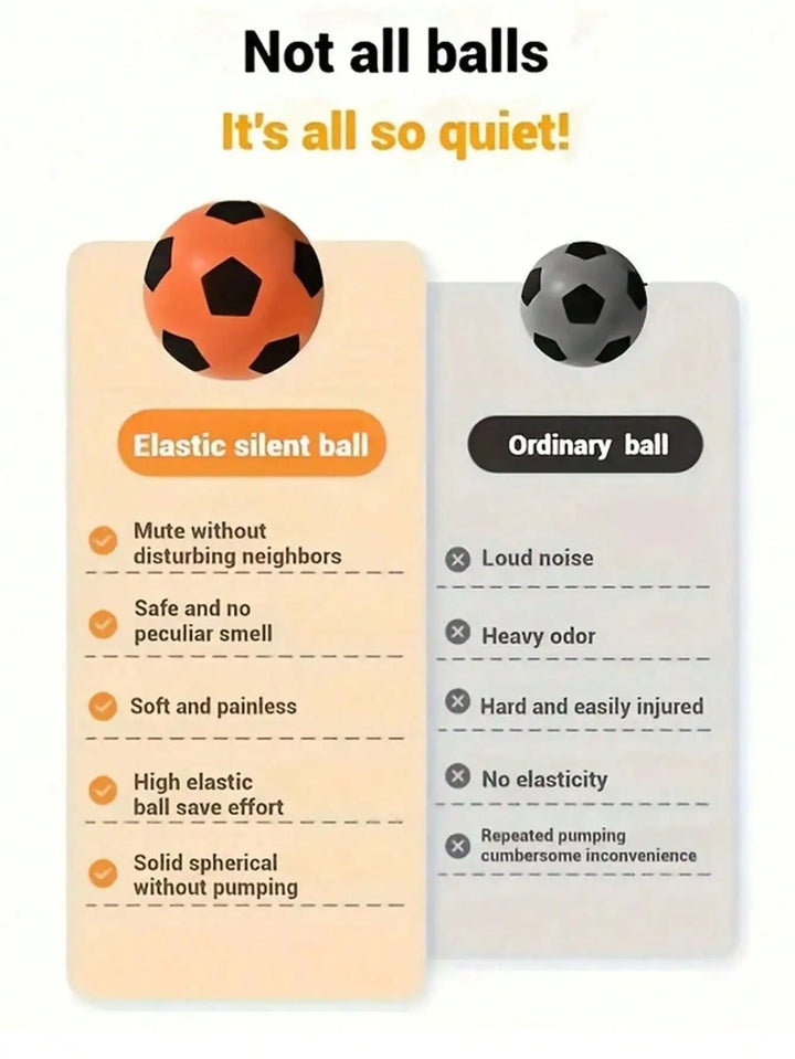 Silent Foam Soccer Ball — Soft High-Rebound PU | 9.4" | No Inflation Needed