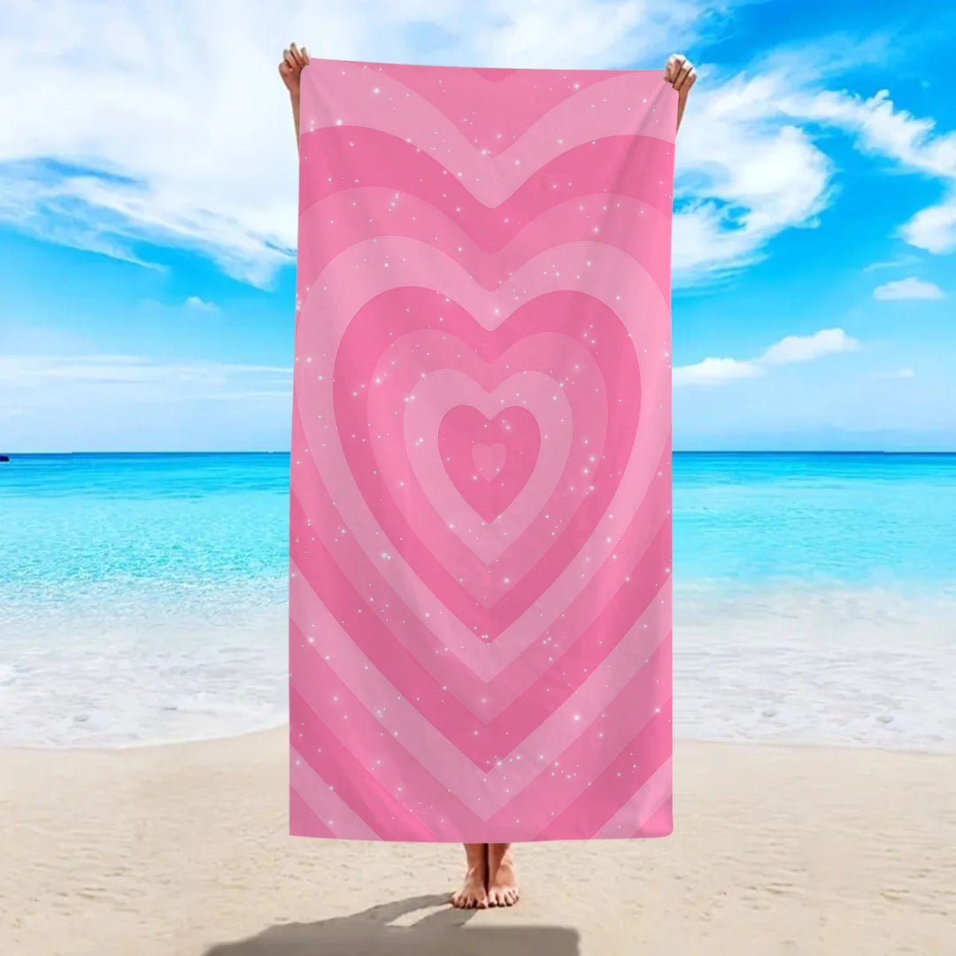 Heart Print Couples Beach Towel – Single or 2-Pack