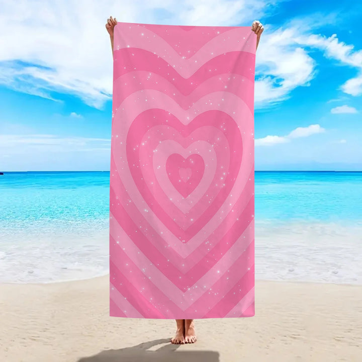 Heart Print Couples Beach Towel – Single or 2-Pack