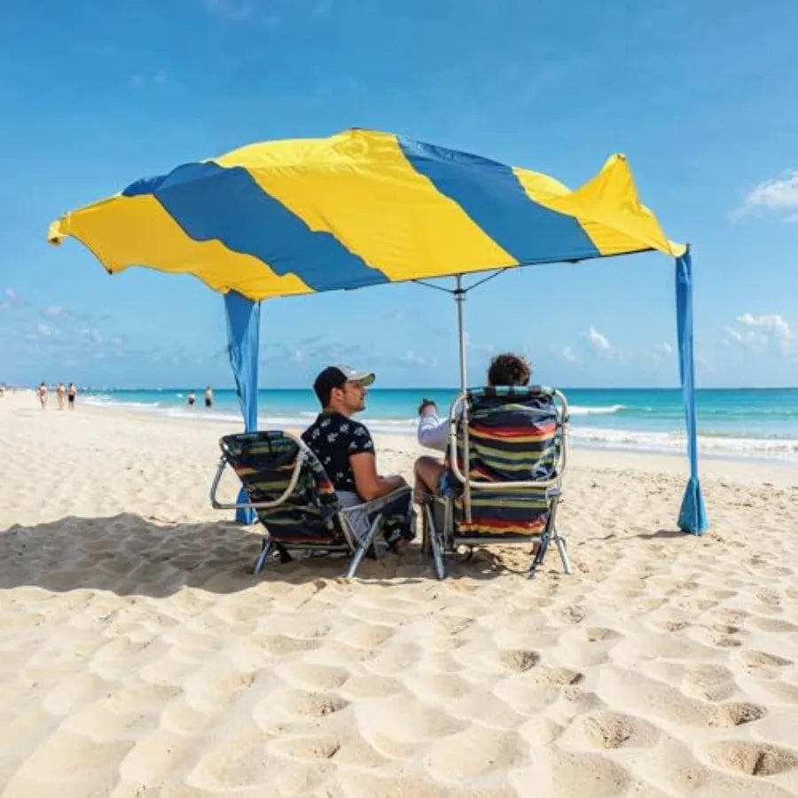 Shark Fin Shade Beach Tent — UPF 50+ Windproof Sun Canopy for 1–8 People | No Assembly Required | 3–30 MPH Wind Rated