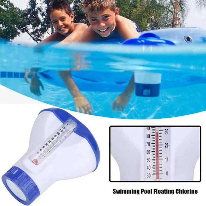 Pool Floating Disinfectant Dispenser With Thermometer Chlorine Floater Water Thermometer For Indoor And Outdoor Swimming Pool