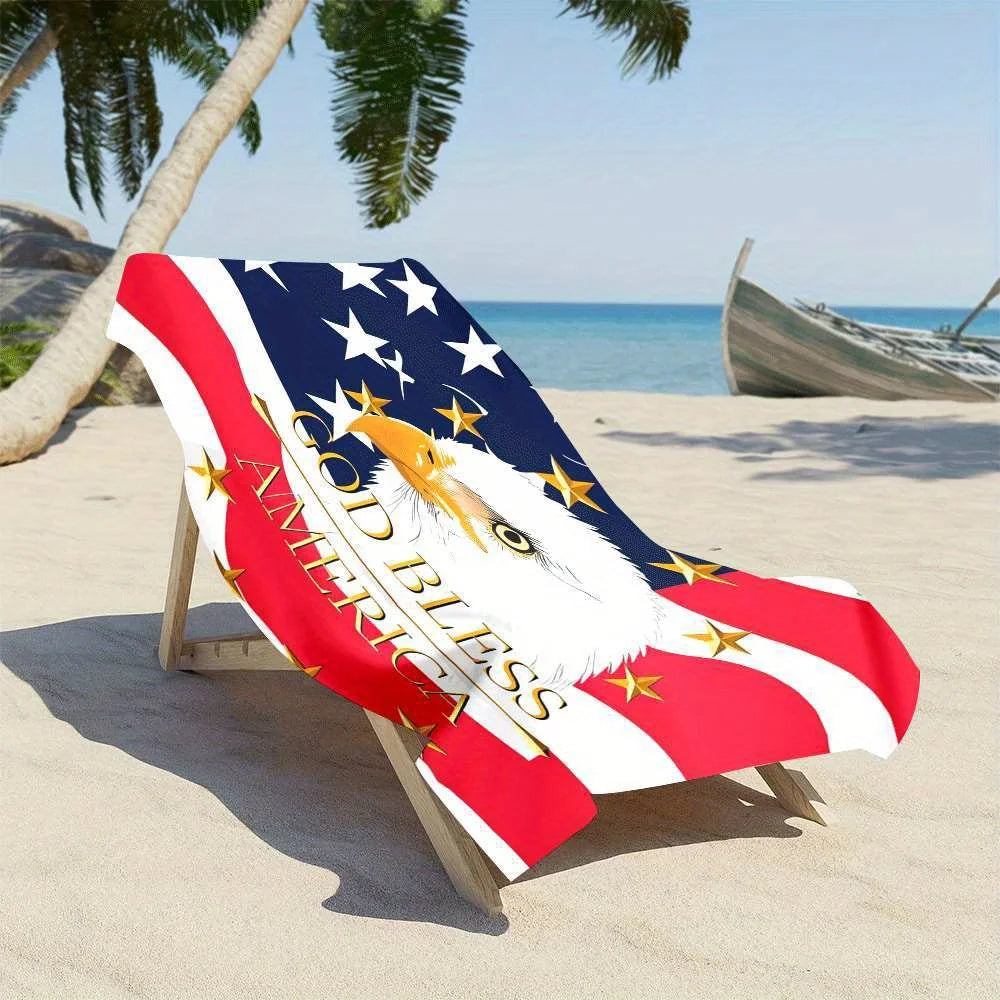American Bald Eagle Beach Towel – Quick-Dry Microfiber | Beach, Pool &amp; Travel