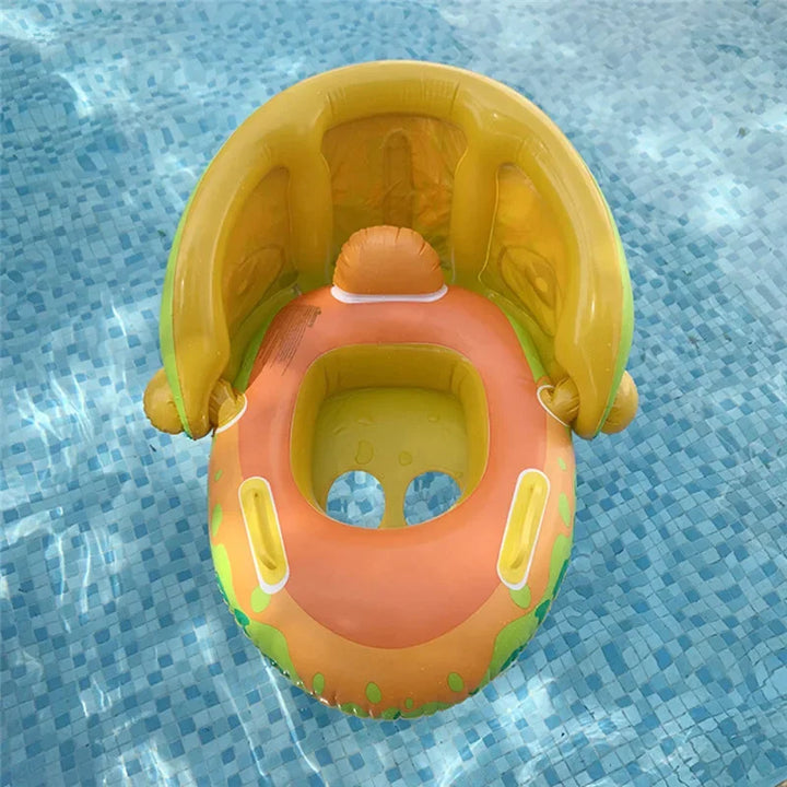 Inflatable Baby Toys Swim Ring Floating Seat Outdoor Swimming Pool Sun Shade Toddler Swim Circle Beach Water Toys for Children
