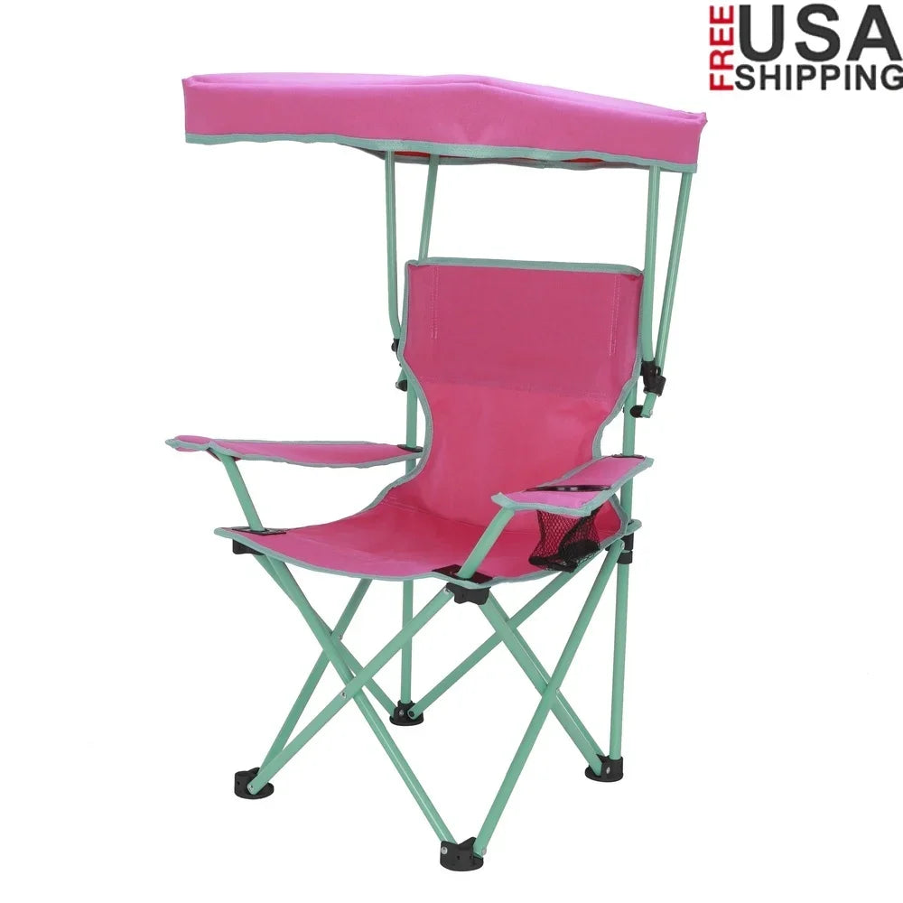 Kids Canopy Camp Chair with Safety Lock | Portable Outdoor Chair with Sunshade