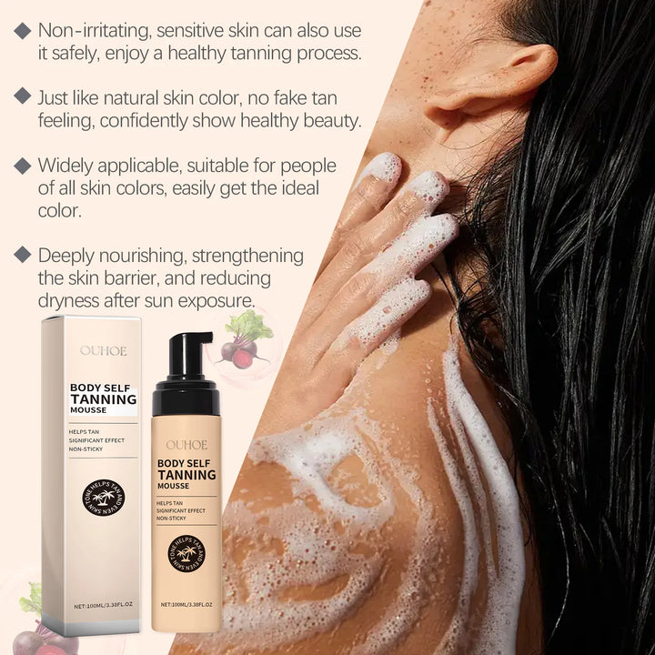 Body Self Tanning Mousse Fake Tan Bronze Skin Quick Natural Tanning Mousse Body Bronzer Sunless Self Tanner Face Body Outdoor