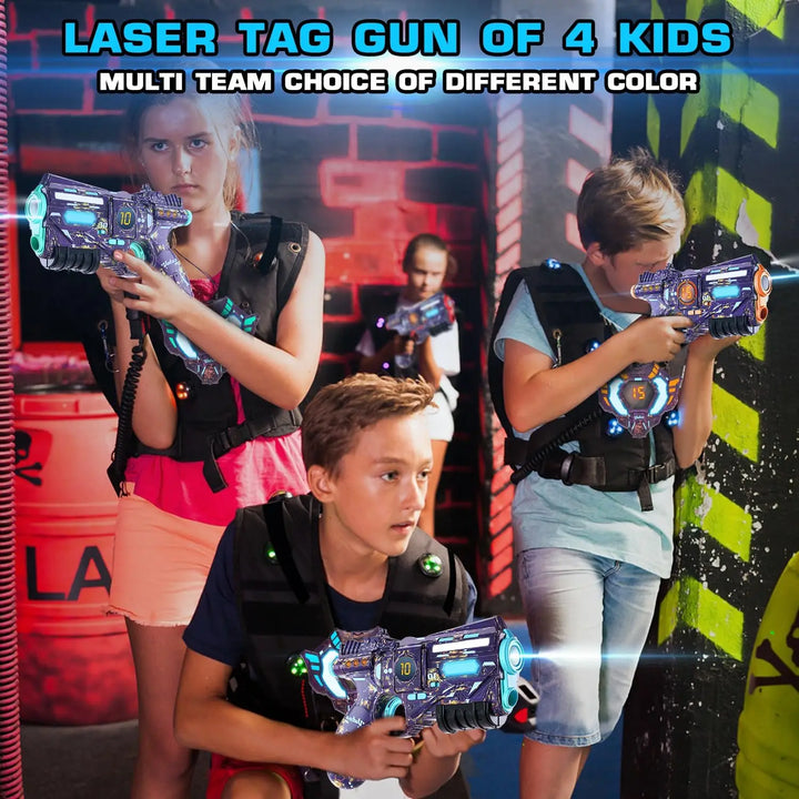 Rechargeable Data Sync Laser Tag Gun Set – 4 Vests, Glowing Light, Infrared Laser Tag Game for Adults &amp; Kids