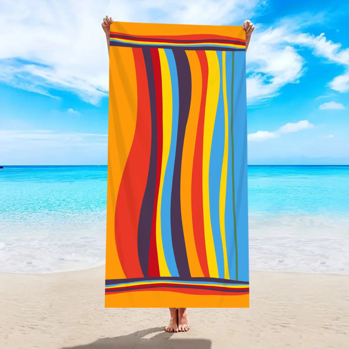 Striped Beach Towel – Quick-Dry Microfiber | Multi-Use for Beach, Pool &amp; Shower