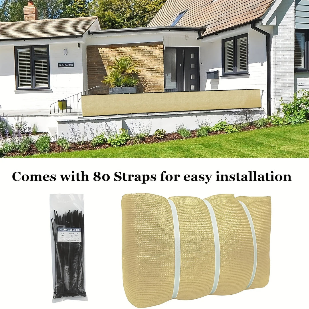 6X50ft Fence Privacy Screen, Heavy Duty Privacy Fence Screen, Outdoor Shade Cloth Mesh Barrier, Cable Zip Ties Included, Sand
