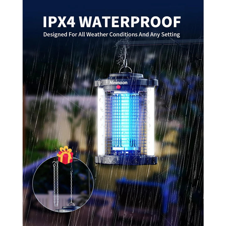 Minimoon Bug Zapper — 15W UV Mosquito Zapper with Dual LED Light | 4,200V Grid | IPX4 Waterproof