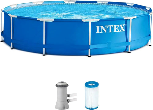 12ft Metal Frame Above Ground Pool Set | 1,718 Gal, Filter Pump Included