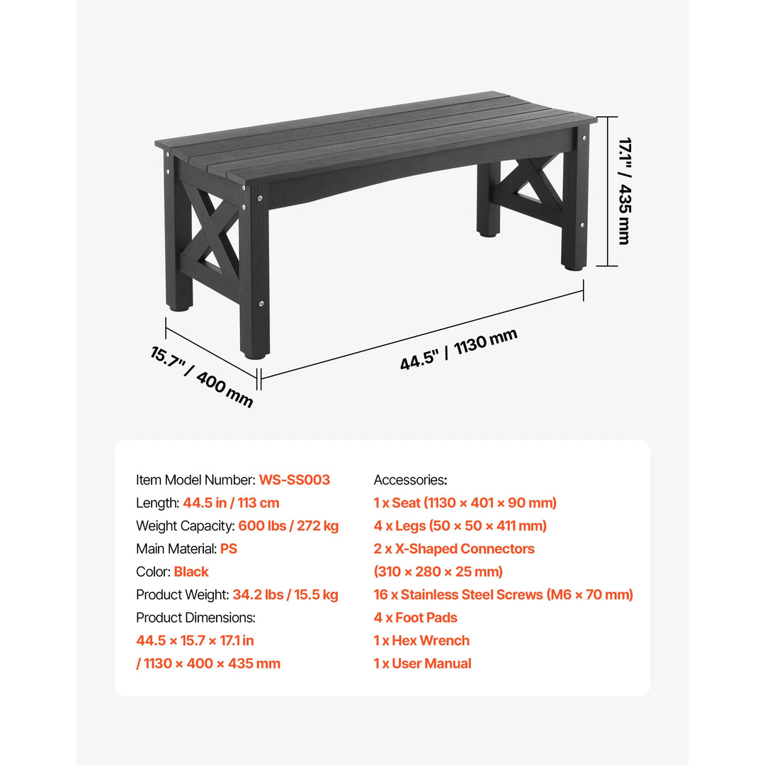 SucceBuy Outdoor Garden Bench — Metal &amp; Wood Park Bench with 480 lb Capacity | Multiple Sizes