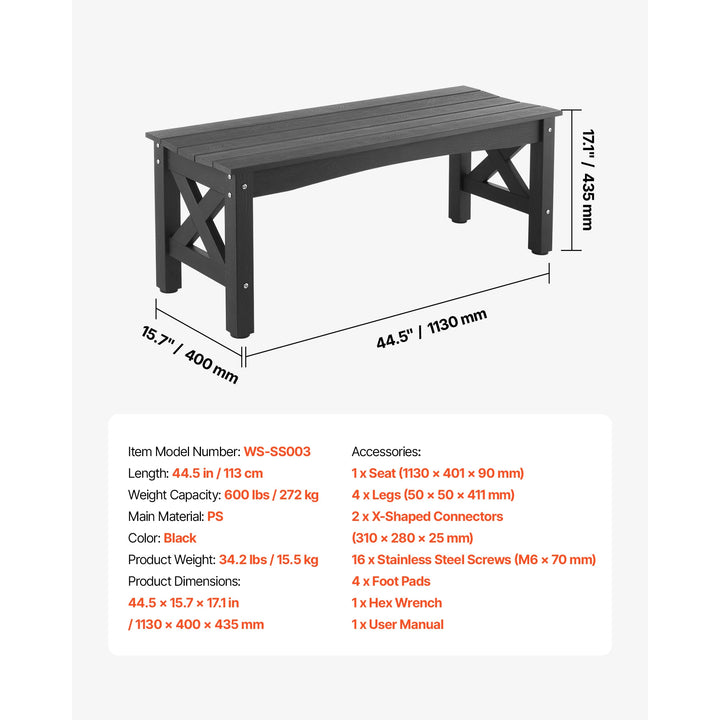 SucceBuy Outdoor Garden Bench — Metal &amp; Wood Park Bench with 480 lb Capacity | Multiple Sizes