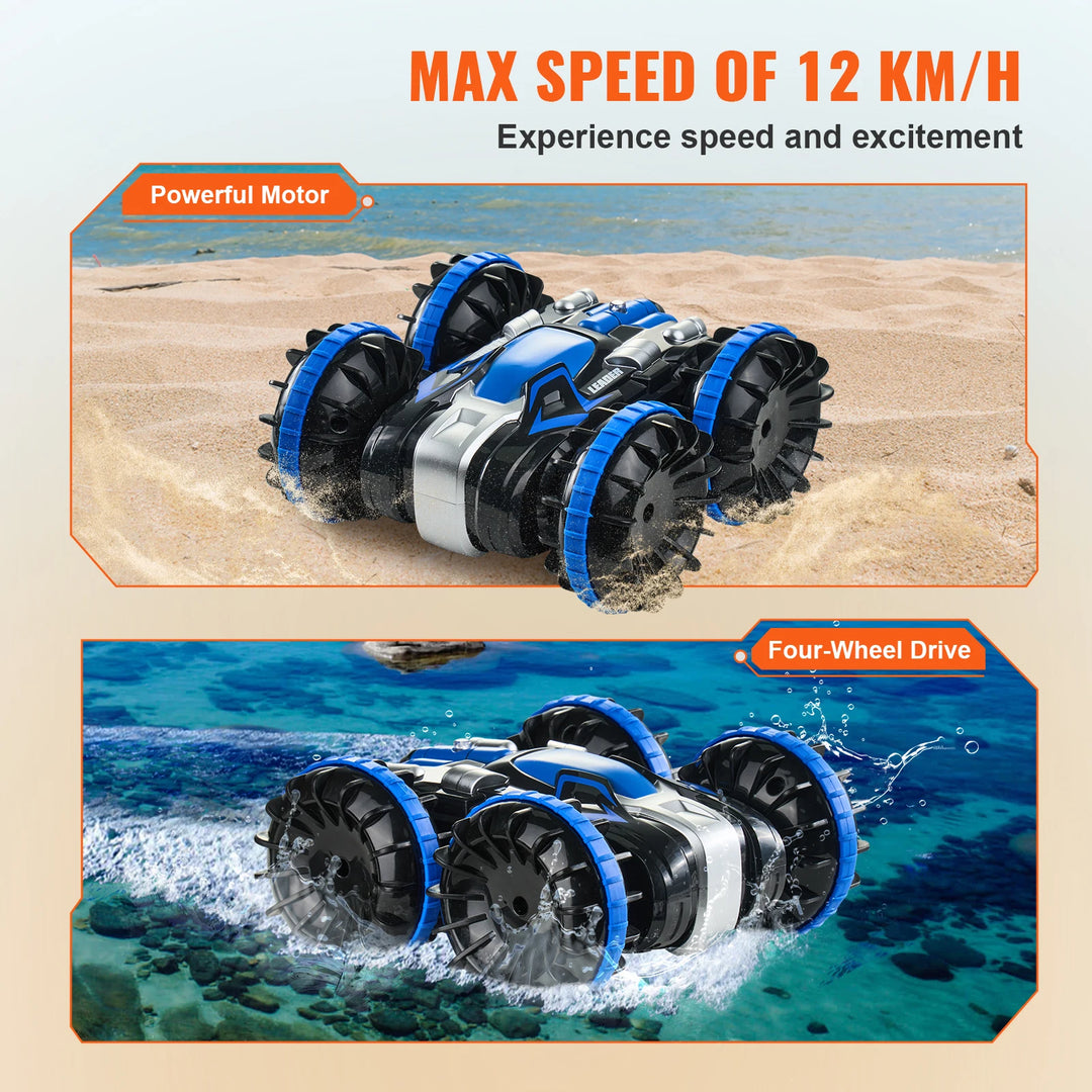 SucceBuy Amphibious RC Car Boat — 2.4GHz Remote Control Stunt Car for Water &amp; Land | Blue or Yellow