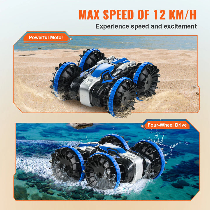 SucceBuy Amphibious RC Car Boat — 2.4GHz Remote Control Stunt Car for Water &amp; Land | Blue or Yellow
